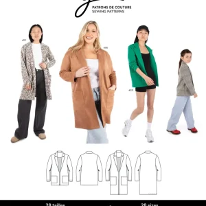 Cardigan ouvert style blazer PAULINE 4565 | Patron papier – Jalie Cardigan ouvert style blazer PAULINE 4565 | Patron papier – Jalie