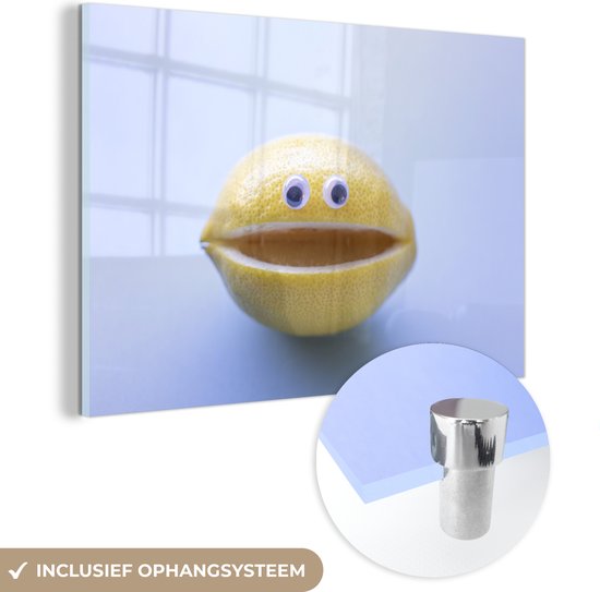 MuchoWow® Peinture sur verre 180x120 cm - Peinture sur verre acrylique - Lemon Smile - Photo sur verre - Peintures