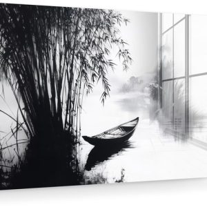MuchoWow® Tableau sur verre 90×60 cm – Peinture acrylique sur verre – Bateau – Rivière – Bamboe – Wit – Photo sur verre – Décoration murale murale salon – Décoration murale chambre – Peintures MuchoWow® Tableau sur verre 90×60 cm – Peinture acrylique sur verre – Bateau – Rivière – Bamboe – Wit – Photo sur verre – Décoration murale murale salon – Décoration murale chambre – Peintures