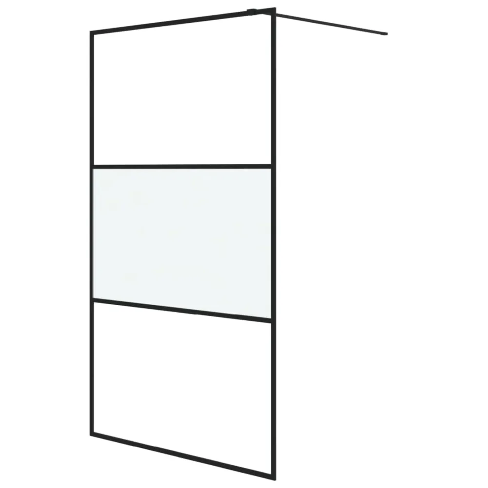 Walk-in Shower Wall Black 115x195 cm Half Frosted ESG Glass – Image 2