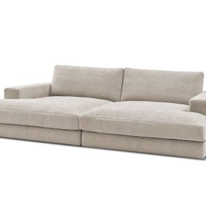 Canape droit fixe 4 places LEONARD assise profonde tissu texture Canape droit fixe 4 places LEONARD assise profonde tissu texture