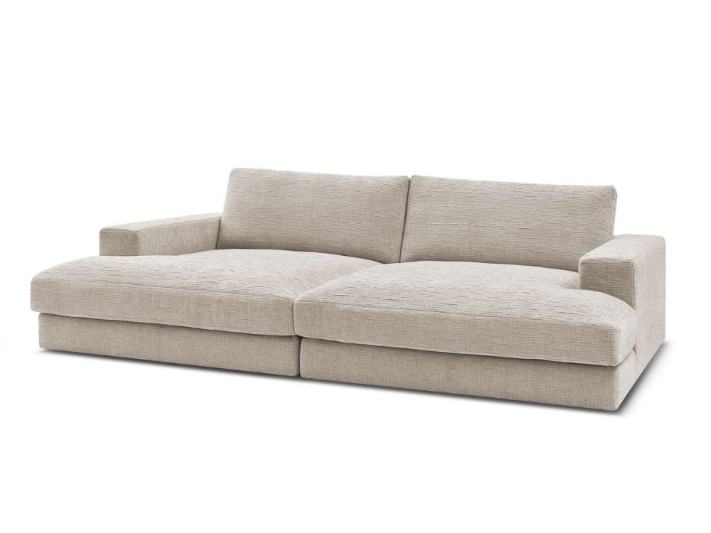 Canape droit fixe 4 places LEONARD assise profonde tissu texture