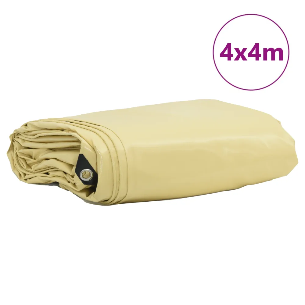 Tarpaulin 650g / m² Beige 4 x 4 m Canvas with PVC Coating – Image 2
