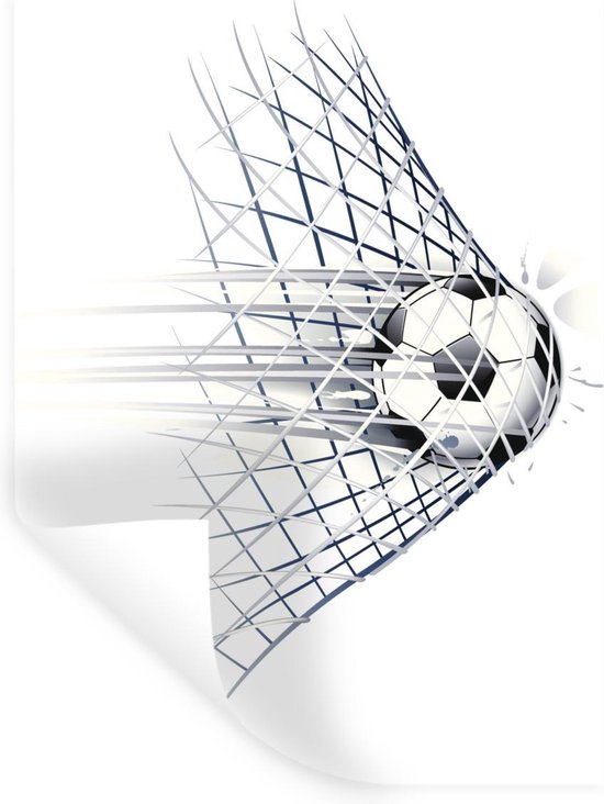 Illustration sticker Muursticker Voetbal - illustration du football va dans le but vide - 90x120 cm - un film adhésif autocollant - sticker mural repositionnable