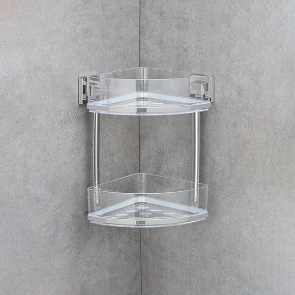 Étagère d'angle en acier inox Vacuum-Loc® Quadro 2 niveaux Wenko by Maximex – Image 2