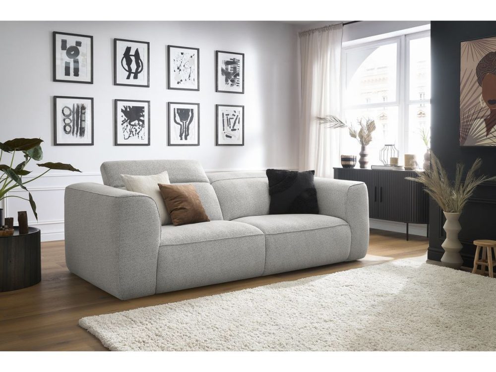 Canape droit fixe 3 places WILLIAM avec tetieres – Image 2