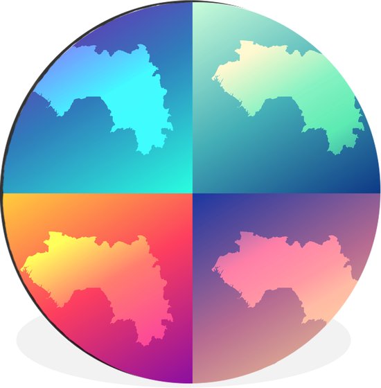 Illustration de quatre cartes de Guinée Cercle mural aluminium ⌀ 90 cm - impression photo sur cercle mural / cercle vivant / cercle de jardin (décoration murale)