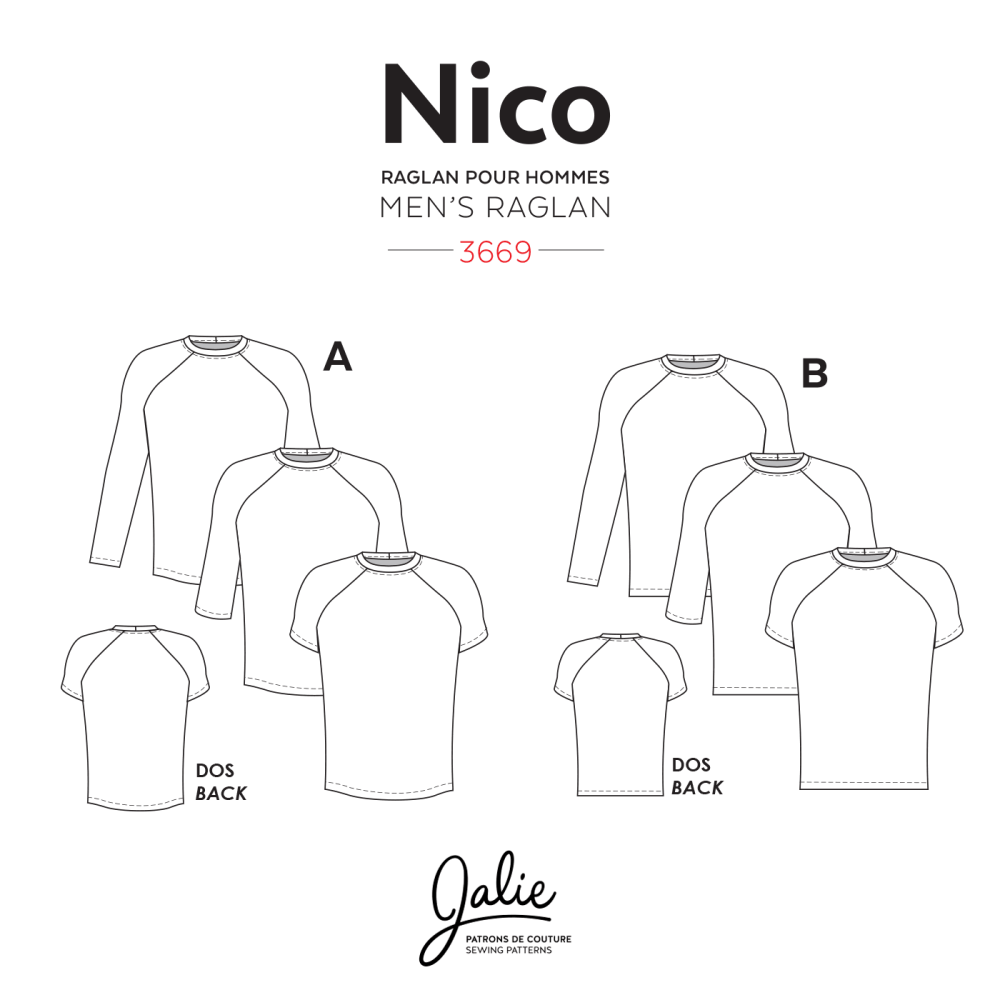 Chandail raglan NICO 3669 | Patron papier - Jalie