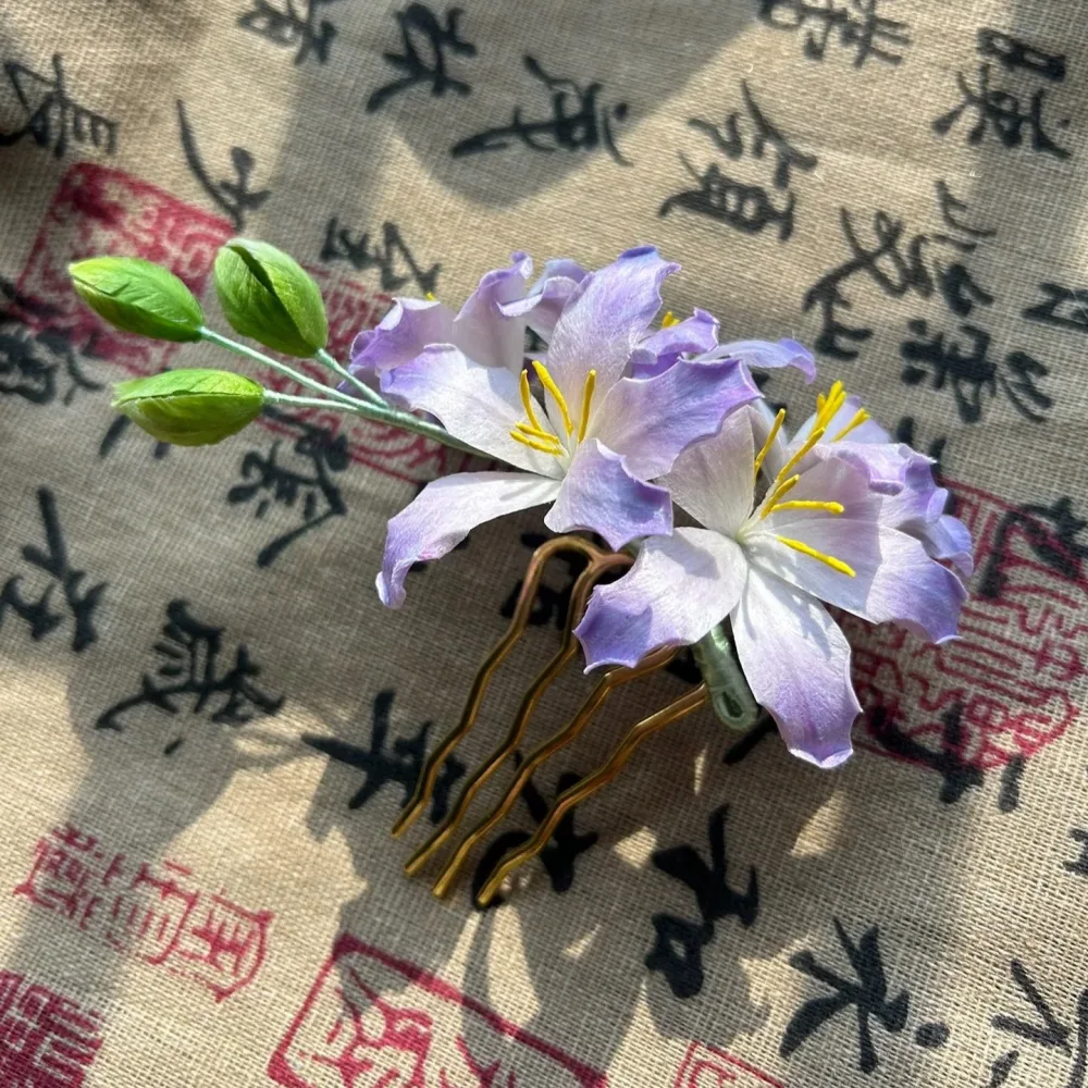Handmade Silk Thread Ronghua Hairpin - Bauhinia Flower Hair Accessory for Hanfu & Daily Wear
