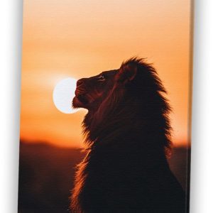 Lion au coucher du soleil – Peinture sur toile Lion – Peinture sur toile soleil – Silhouette – Décoration intérieure – Décoration chambre – toile 30×45 cm Lion au coucher du soleil – Peinture sur toile Lion – Peinture sur toile soleil – Silhouette – Décoration intérieure – Décoration chambre – toile 30×45 cm