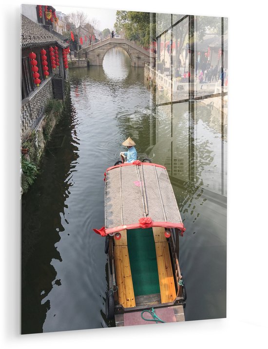 Gondole dans les eaux de Wuxi en Chine Plexiglas 60x80 cm - Tirage photo sur Glas (décoration murale en plexiglas)