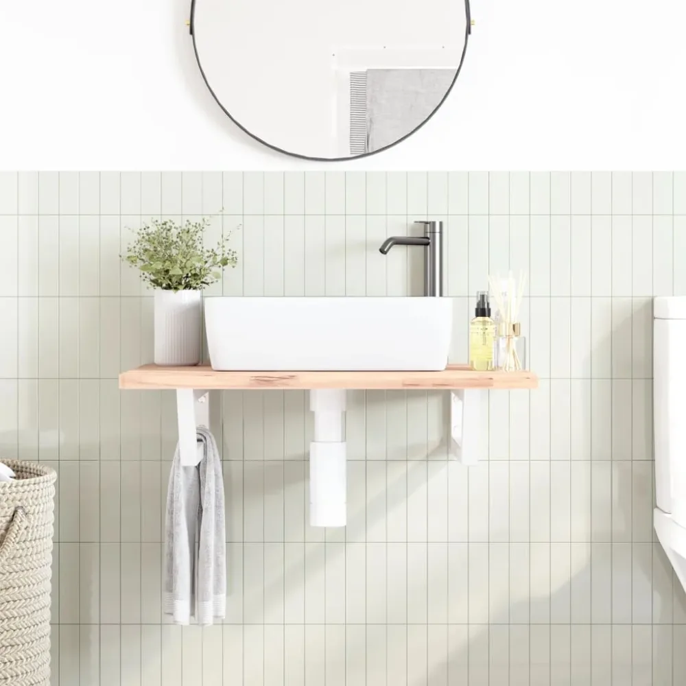 Shelf Brackets for Washbasin 2 pcs White Trapezium Steel – Image 3