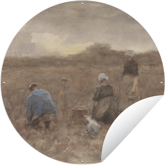 Jardin Cercle Récolteuses de Pommes de Terre – Peinture d&rsquo;Anton Mauve – 90×90 cm – Affiche de Jardin Ronde – Extérieur