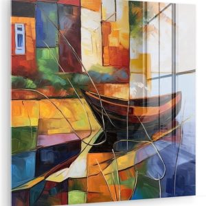 MuchoWow® Peinture sur Verre – Abstrait – Art – Bateau – Couleurs – 50×50 cm – Peintures sur Verre Acrylique – Photo sur Glas MuchoWow® Peinture sur Verre – Abstrait – Art – Bateau – Couleurs – 50×50 cm – Peintures sur Verre Acrylique – Photo sur Glas