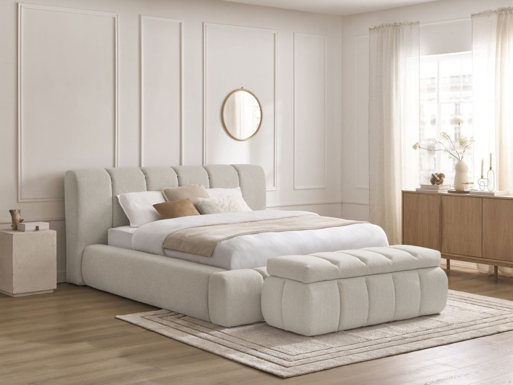 Lit coffre DENALI tissu lisse + Bout de lit DENALI – Image 2