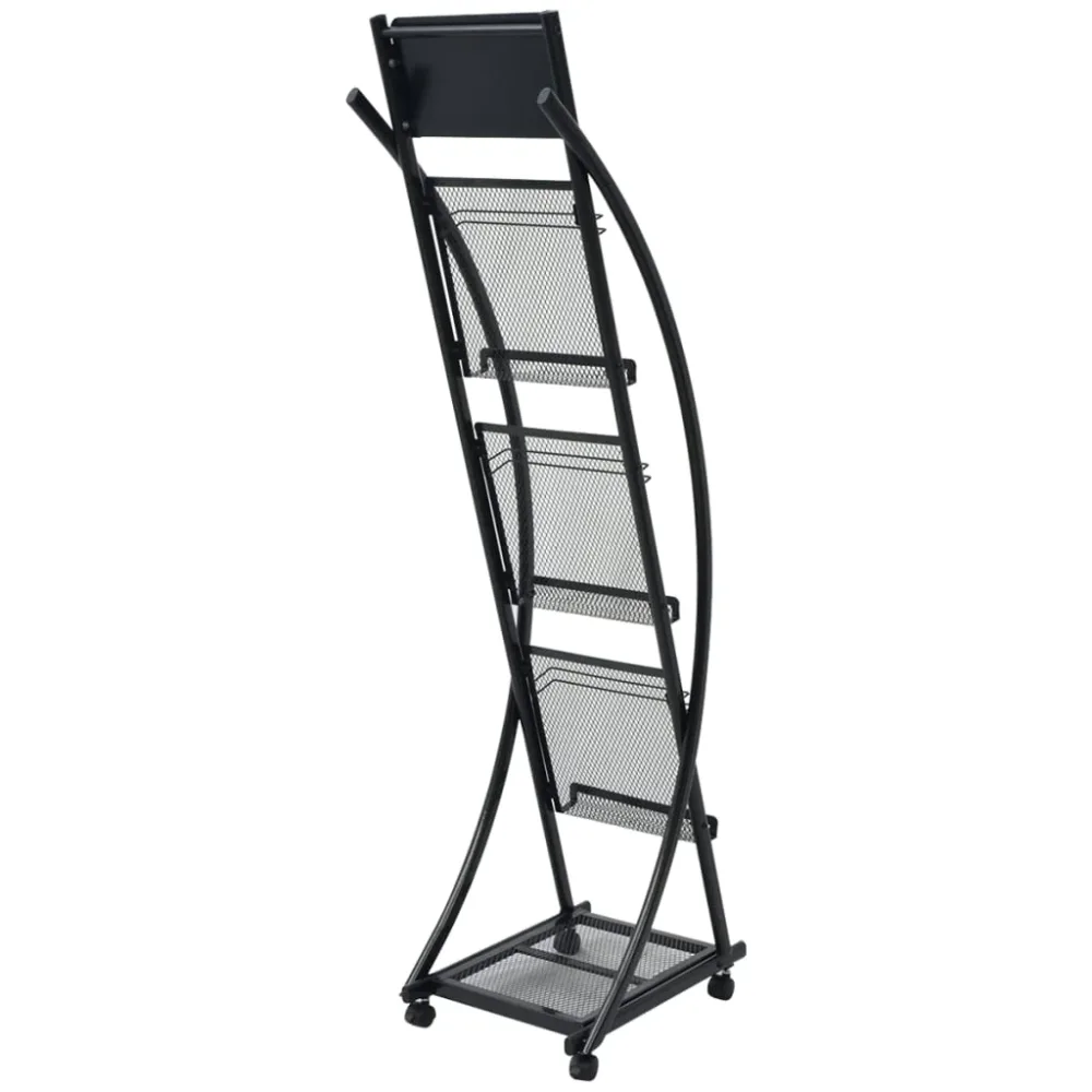 Magazine Rack 40x32x131 cm Black A4 – Image 3