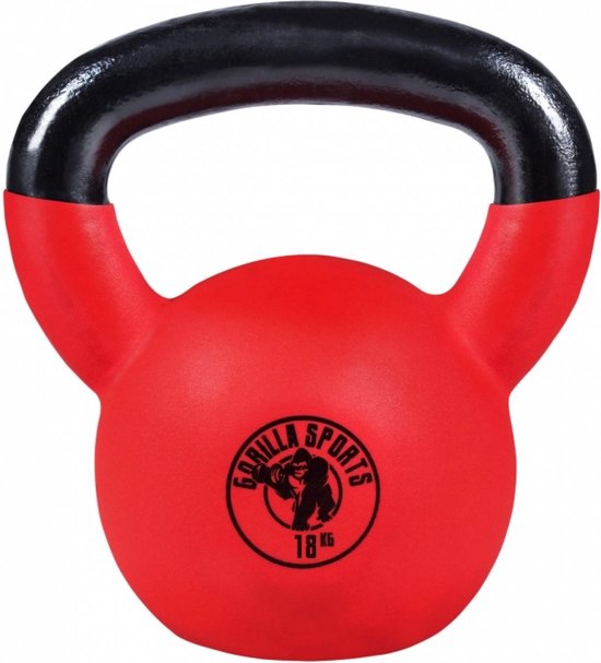 Gorilla Sports Kettlebell - Fonte (revêtement en caoutchouc) - 18 kg