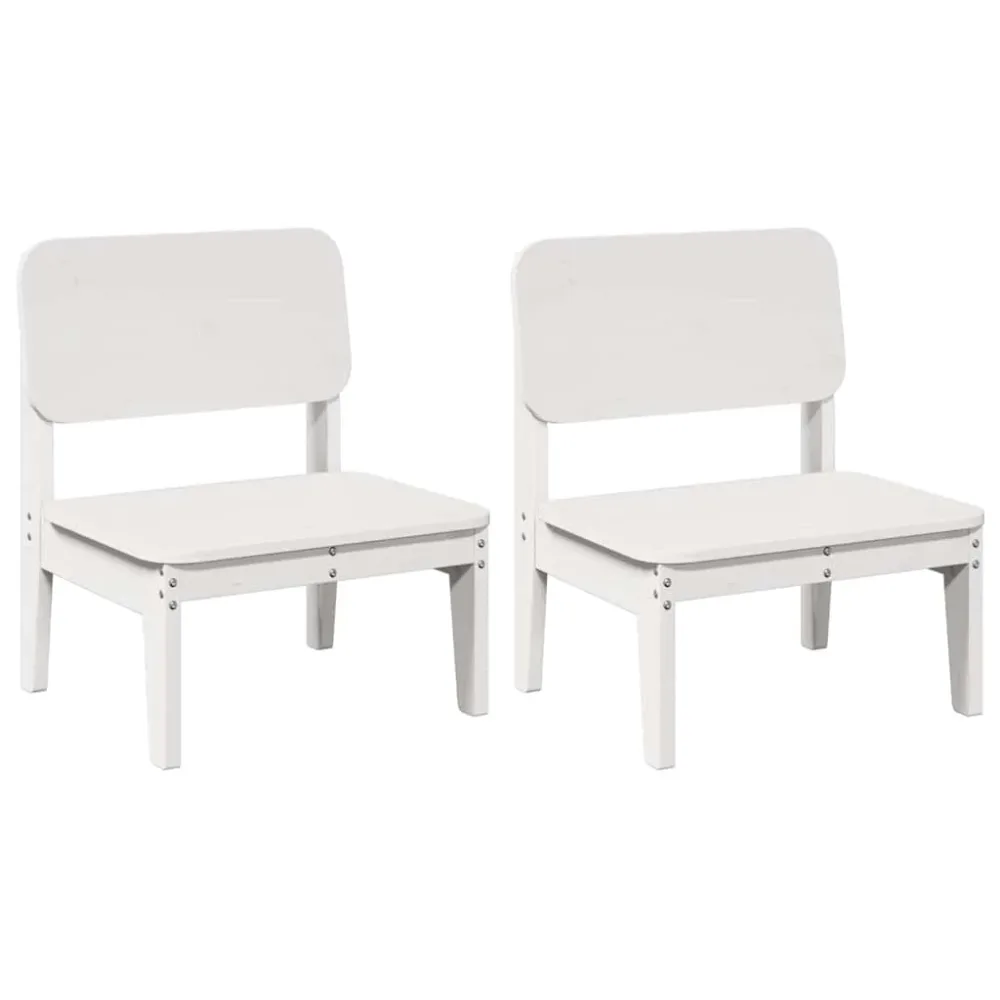 Garden Chairs 2 pcs White 60x52.5x72 cm Solid Wood Pine – Image 2
