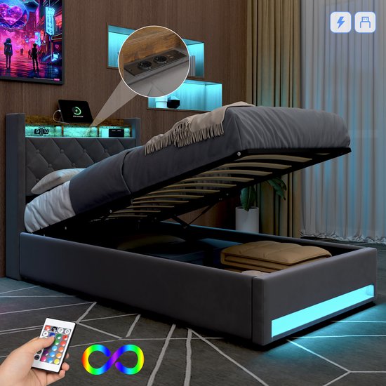 MIVRAY Litière intelligente pour chat - Automatique - Grand compartiment de rangement - Contrôle par application - Éclairage LED - Gris - Velours + MDF + Métal