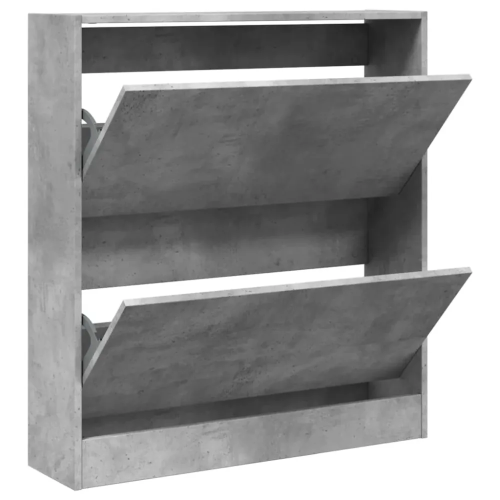 Shoe Cabinet Concrete Grey 80x21x87.5 cm Engineered Wood – Image 2