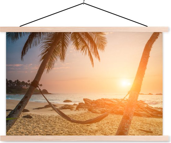 hamac sur une affiche de l'école de plage du Sri Lanka lattes plates vierges 60x40 cm - Tirage photo sur affiche textielposter (décoration murale salon / chambre) / Mer et plage