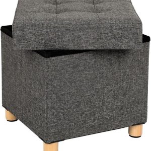 Hoppa! Pouf – Gris foncé – MDF – 38 x 38 x 40 cm
