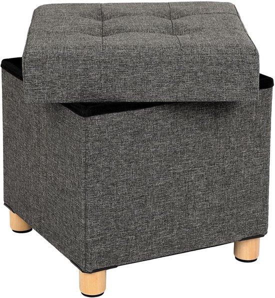 Hoppa! Pouf - Gris foncé - MDF - 38 x 38 x 40 cm