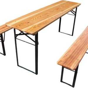 HAUSS SPOLE Ensemble table de brasserie – Table pliante avec 2 bancs – Peu encombrant et résistant aux intempéries – Pour jardin, pique-nique et fête – Naturel HAUSS SPOLE Ensemble table de brasserie – Table pliante avec 2 bancs – Peu encombrant et résistant aux intempéries – Pour jardin, pique-nique et fête – Naturel