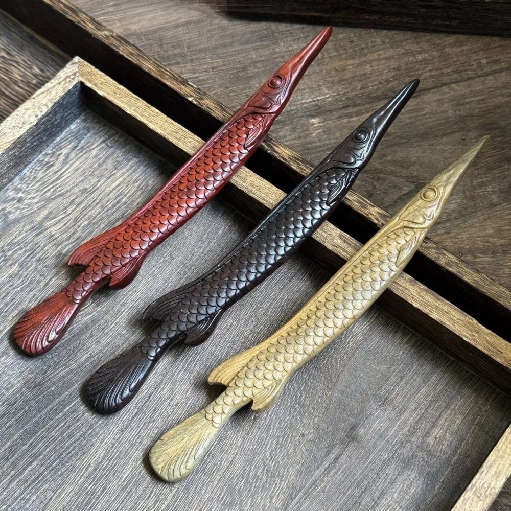 Natural African Blackwood Hair Stick - Fish Shape Design Hairpin #江风映鱼