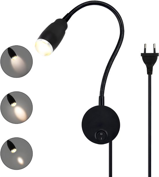 KAD® Lampes de chevet Tête de lit - Lampe de chevet - Lampes de chevet Chambre - Noir - 42cm x 7cm x 2cm