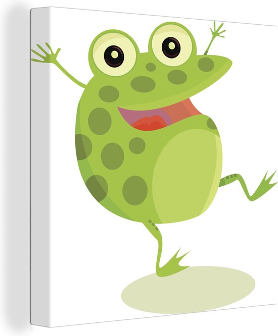 Illustration d'une grenouille en liesse 50x50 cm - Tirage photo sur toile (Décoration murale salon / chambre)