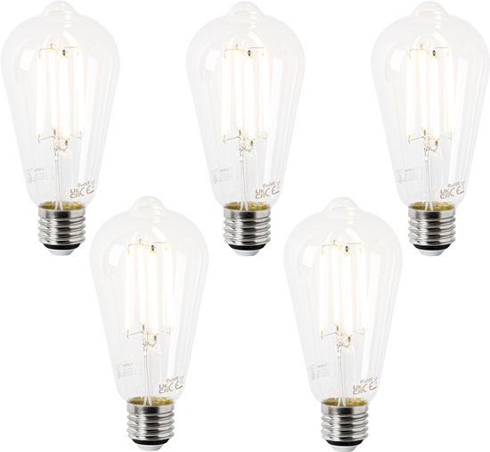 LUEDD Set de 5 ampoules LED E27 ST64 clair 2,2W 470 lm 2700K