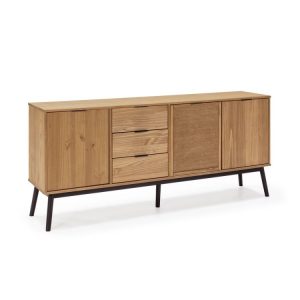 Buffet 3 portes 186 cm ALBI bois massif et rotin Buffet 3 portes 186 cm ALBI bois massif et rotin