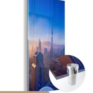 MuchoWow® Peinture sur verre 40×80 cm – Peinture sur verre acrylique – Un angle de soleil fantastique sur la ville de Dubaï – Photo sur verre – Peintures MuchoWow® Peinture sur verre 40×80 cm – Peinture sur verre acrylique – Un angle de soleil fantastique sur la ville de Dubaï – Photo sur verre – Peintures