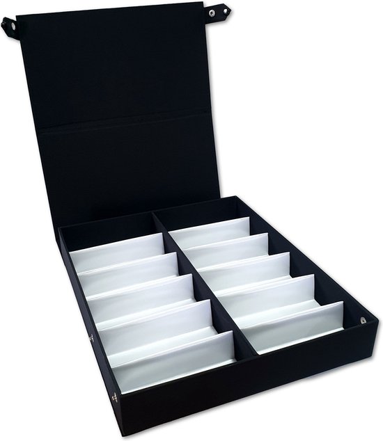Ilènne - Boîte à lunettes - 12 compartiments - Zwart avec intérieur blanc - ranger les lunettes