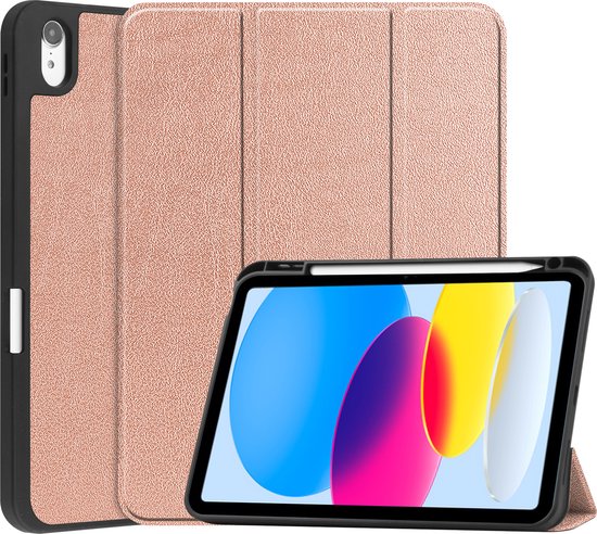 iPad 2022 Case Book Case Luxe Cover Case With Cutout Apple Pencil - iPad 10 2022 Cover Bookcase - Rouge