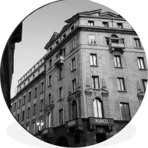 Façade d’image en Zwart et blanc du bâtiment sur la Piazza Meda à Milan cercle mural aluminium Façade d’image en Zwart et blanc du bâtiment sur la Piazza Meda à Milan cercle mural aluminium