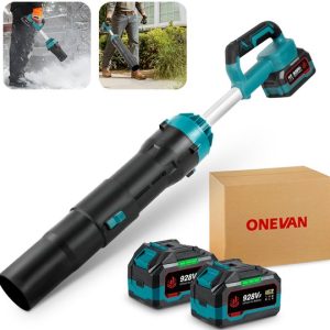 ONEVAN Batterie Souffleur de Feuilles – 300 m/s – Souffleur de Feuilles sans Balais – Met 2x 4.5Ah batteries – 5 vitesses – Souffleur Portable – pour Entretien du Jardin, Allée, Feuilles, Poussière
