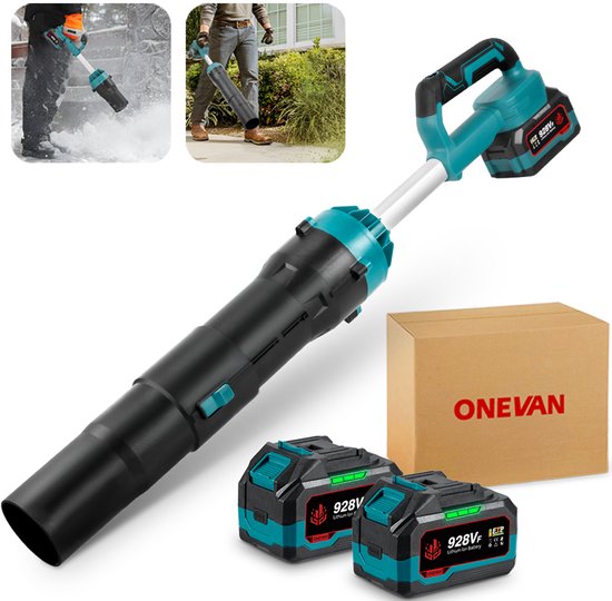ONEVAN Batterie Souffleur de Feuilles - 300 m/s - Souffleur de Feuilles sans Balais - Met 2x 4.5Ah batteries - 5 vitesses - Souffleur Portable - pour Entretien du Jardin, Allée, Feuilles, Poussière