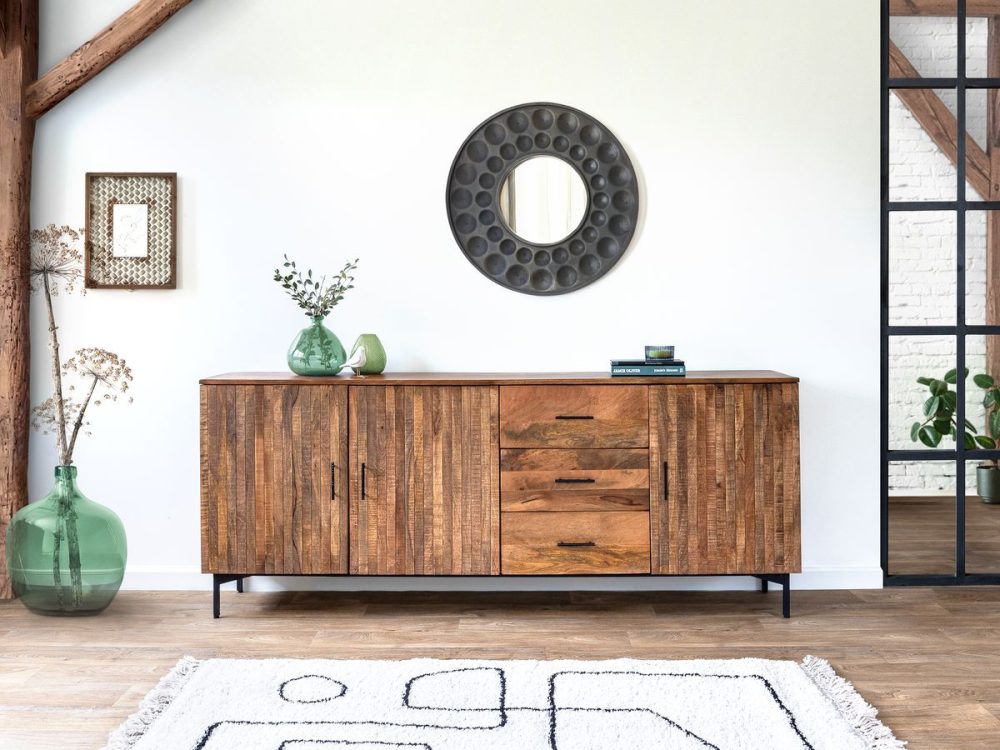 Buffet 3 portes 200 cm BALTHAZAR Bois massif de manguier – Image 2