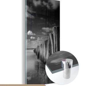 MuchoWow® Peinture sur verre 20×40 cm – Peinture sur verre acrylique – Tirage photo noir et blanc orageux – Photo sur verre – Peintures MuchoWow® Peinture sur verre 20×40 cm – Peinture sur verre acrylique – Tirage photo noir et blanc orageux – Photo sur verre – Peintures