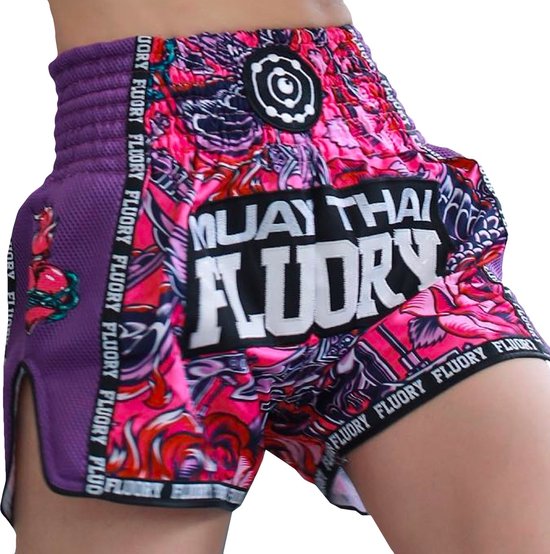 Fluory Muay Thai Kickboxing Shorts Pink Roses taille XS