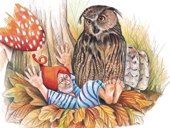 Gnome Winslow et le hibou - Affiche - 60 x 40 cm