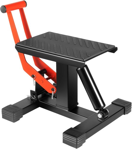 JAQZY Lève-moto - Béquille de levage moto - Universel - Hauteur réglable 25/ 40 cm - Jusqu'à 400kg - Verrou de sécurité - Compact