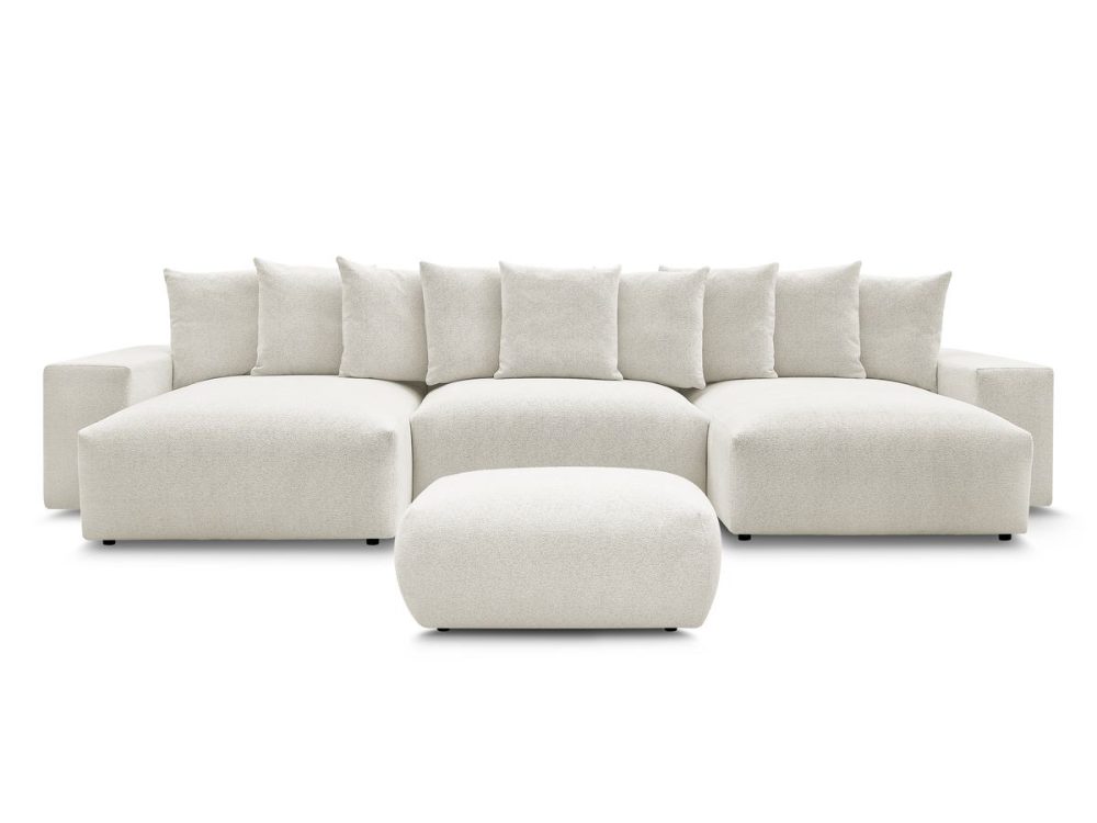 Canape panoramique convertible coffre VOLTAIRE tissu chine avec pouf – Image 2