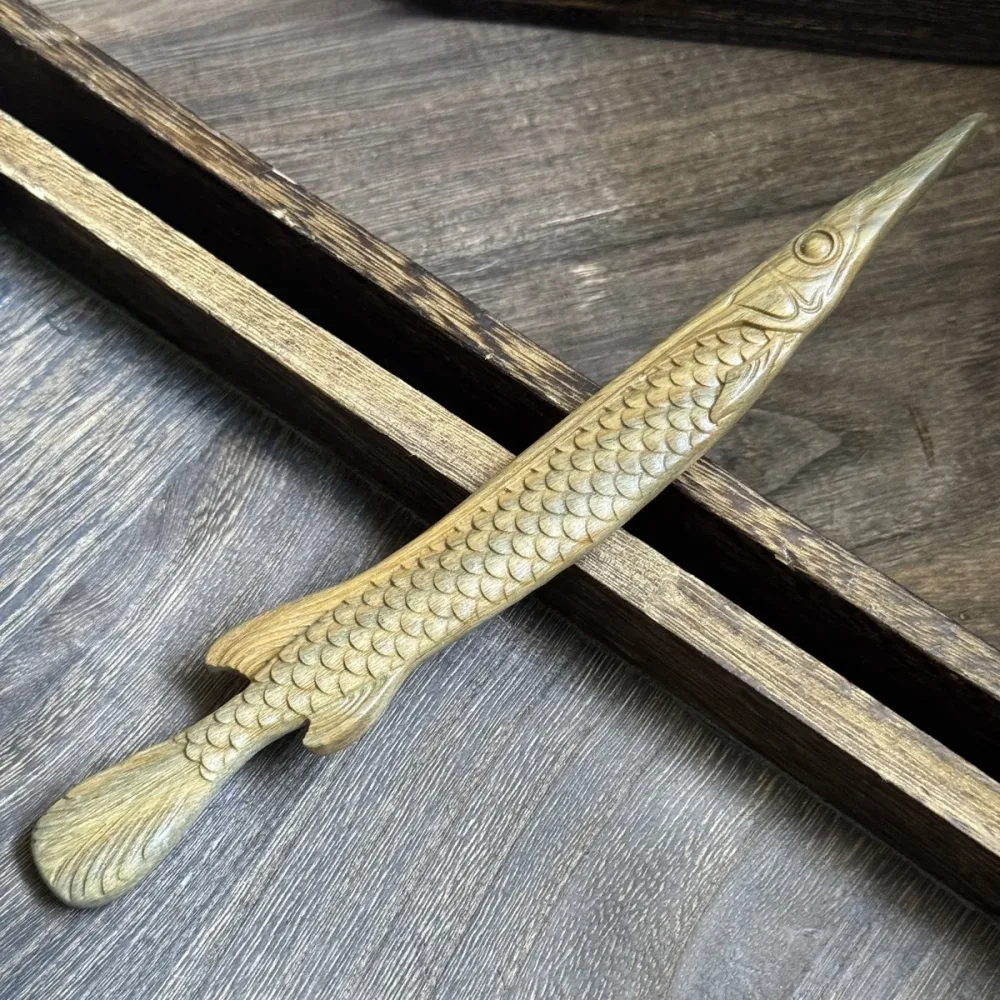 Natural African Blackwood Hair Stick - Fish Shape Design Hairpin #江风映鱼 – Image 3