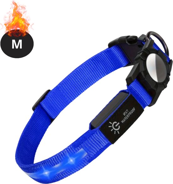 Nivard Collier Lumineux - Collier Lumineux - Lumineux - Chien - Chat - Lumineux - Collier pour Chien LED - Rechargeable - Blauw - M