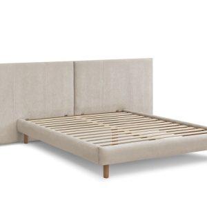 Lit ALTIRA tissu texture avec lattes massives