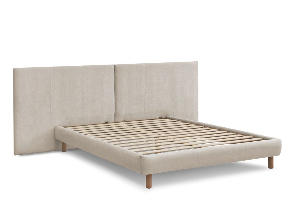 Lit ALTIRA tissu texture avec lattes massives