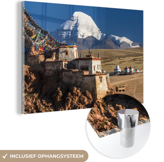 MuchoWow® Peinture sur Verre - Crépuscule sur le Kailash Tibétain près de la Chine - 150x100 cm - Peintures sur Verre Peintures - Photo sur Glas